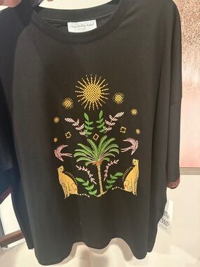 Never Fully Dressed Black Embroidered Sun & Floral Blouse